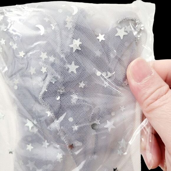 2/$20 Brand New Light Grey Lace With Stars Stocking Tights Socks - Picture 7 of 8